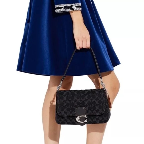 Coach Tabby Washed Denim Black Denim Signature Soft Small Shoulder Bag - Picture 4 of 14